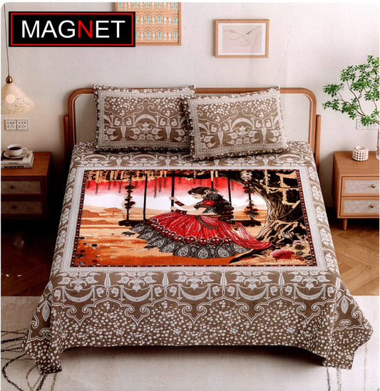 King Size Cotton Viscose Blend Bedsheet with 2 Pillow Covers (100 x 108 Inches)