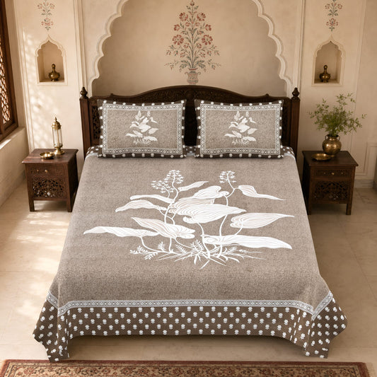 King Size Cotton Viscose Blend Bedsheet with 2 Pillow Covers (100 x 108 Inches)
