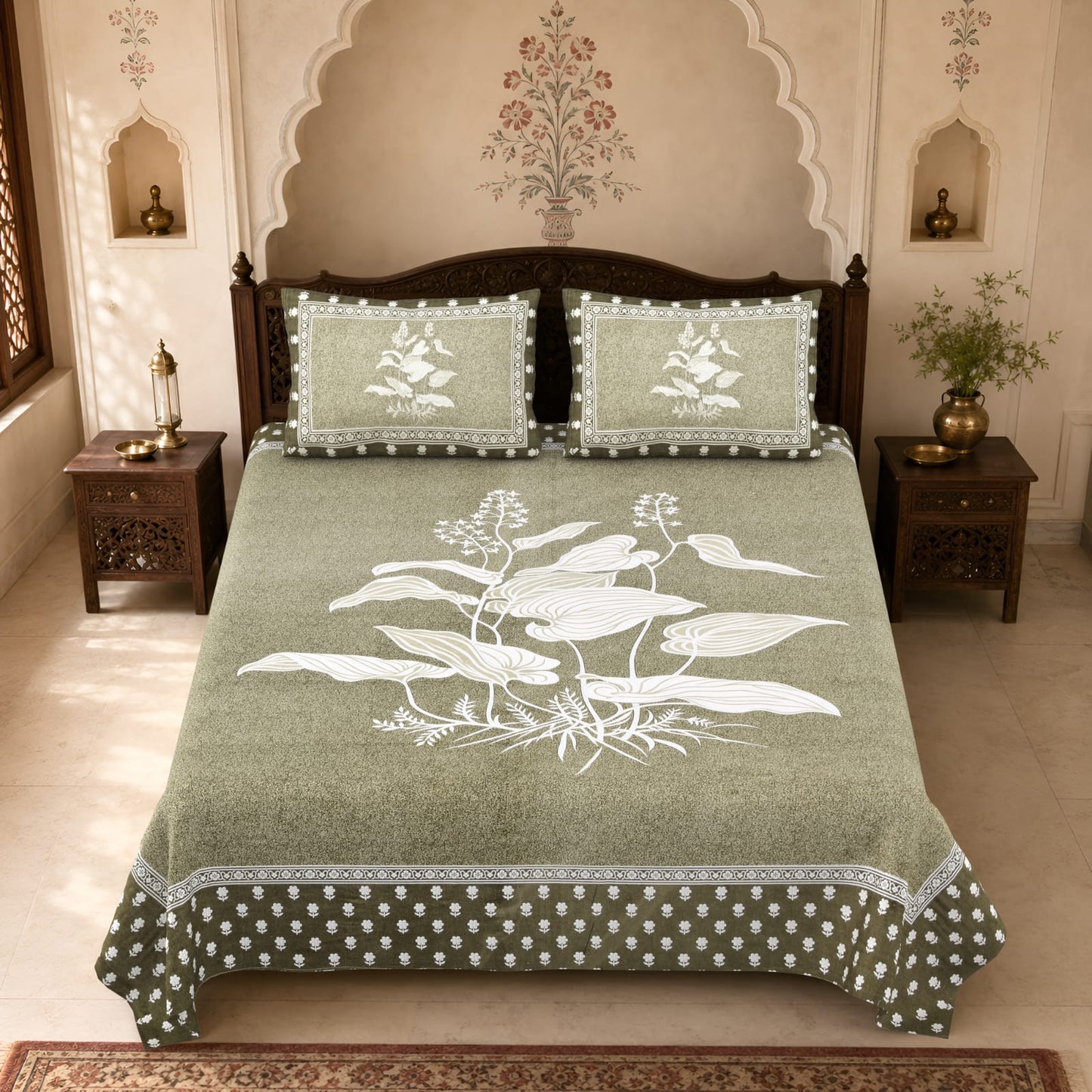 King Size Cotton Viscose Blend Bedsheet with 2 Pillow Covers (100 x 108 Inches)