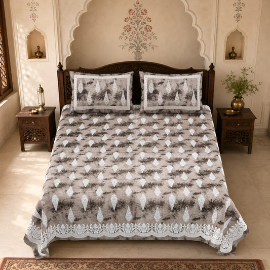 King Size Cotton Viscose Blend Bedsheet with 2 Pillow Covers (100 x 108 Inches)