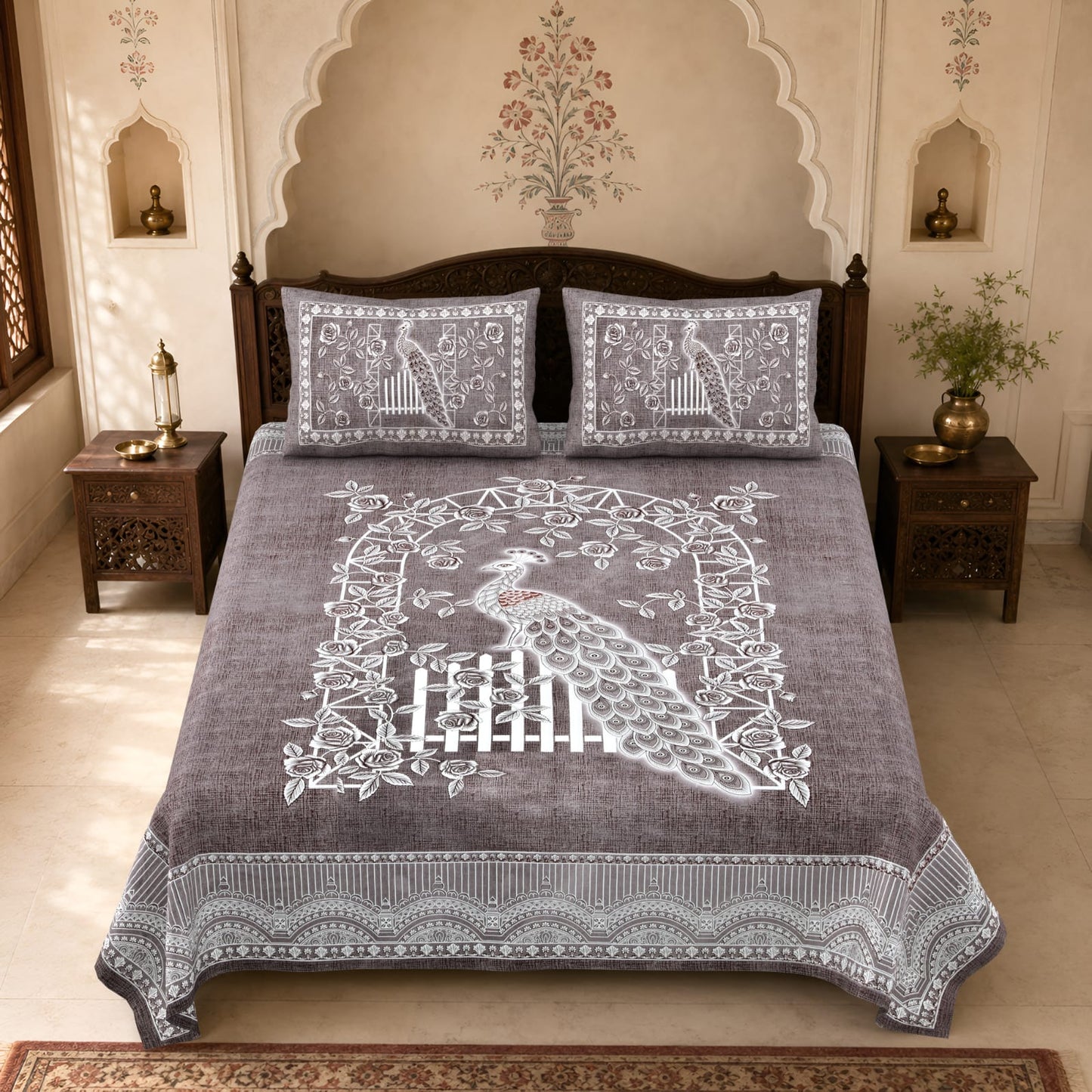 King Size Cotton Viscose Blend Bedsheet with 2 Pillow Covers (100 x 108 Inches)