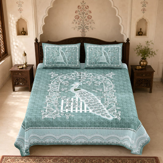 King Size Cotton Viscose Blend Bedsheet with 2 Pillow Covers (100 x 108 Inches)
