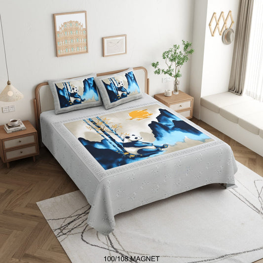 King Size Cotton Viscose Blend Bedsheet with 2 Pillow Covers (100 x 108 Inches)