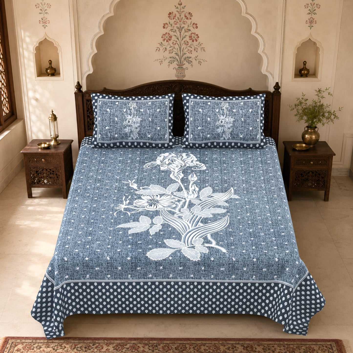 King Size Cotton Viscose Blend Bedsheet with 2 Pillow Covers (100 x 108 Inches)