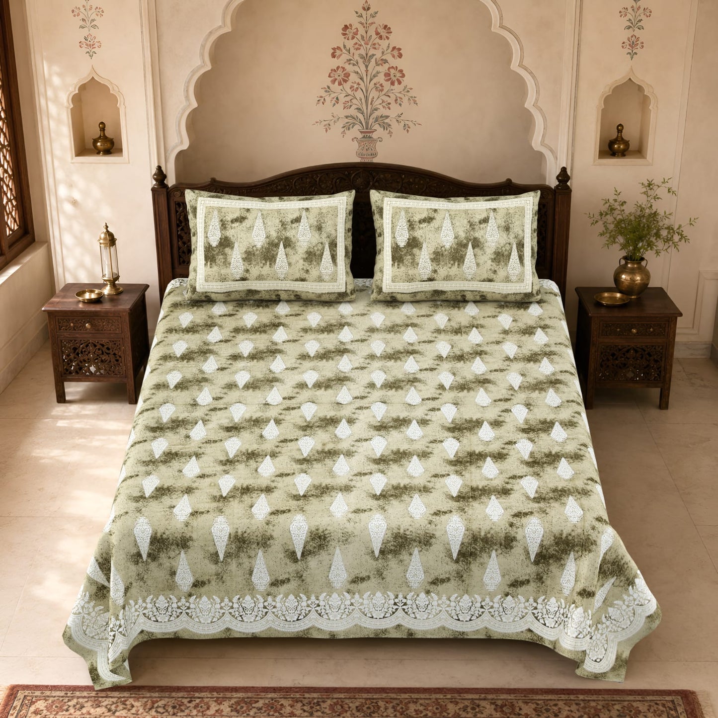 King Size Cotton Viscose Blend Bedsheet with 2 Pillow Covers (100 x 108 Inches)