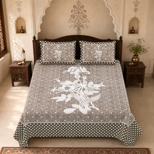 King Size Cotton Viscose Blend Bedsheet with 2 Pillow Covers (100 x 108 Inches)