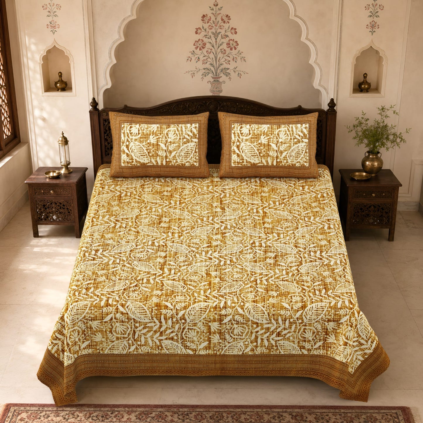 King Size Cotton Viscose Blend Bedsheet with 2 Pillow Covers (100 x 108 Inches)