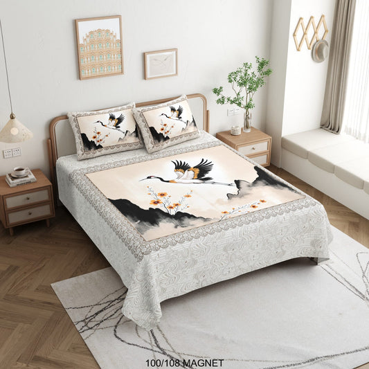 King Size Cotton Viscose Blend Bedsheet with 2 Pillow Covers (100 x 108 Inches)