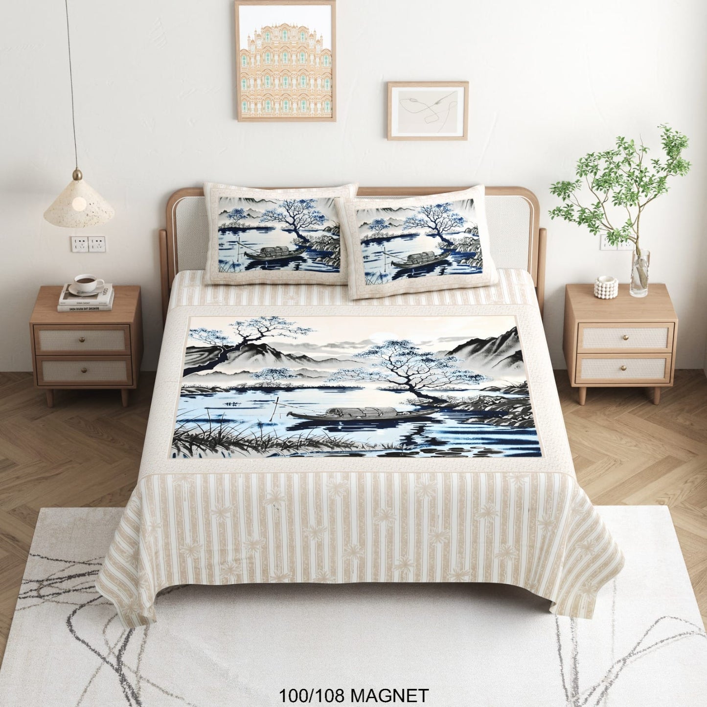 King Size Cotton Viscose Blend Bedsheet with 2 Pillow Covers (100 x 108 Inches)