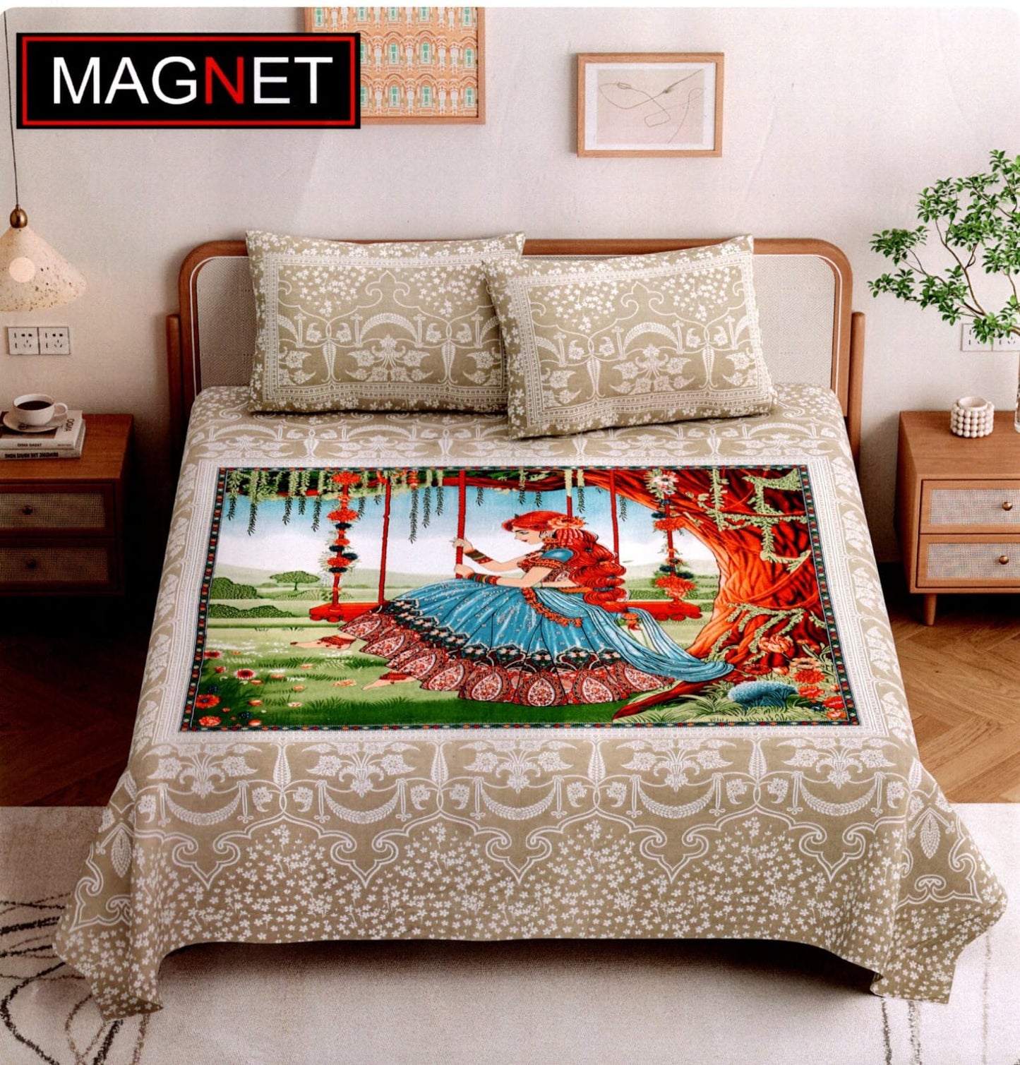 King Size Cotton Viscose Blend Bedsheet with 2 Pillow Covers (100 x 108 Inches)