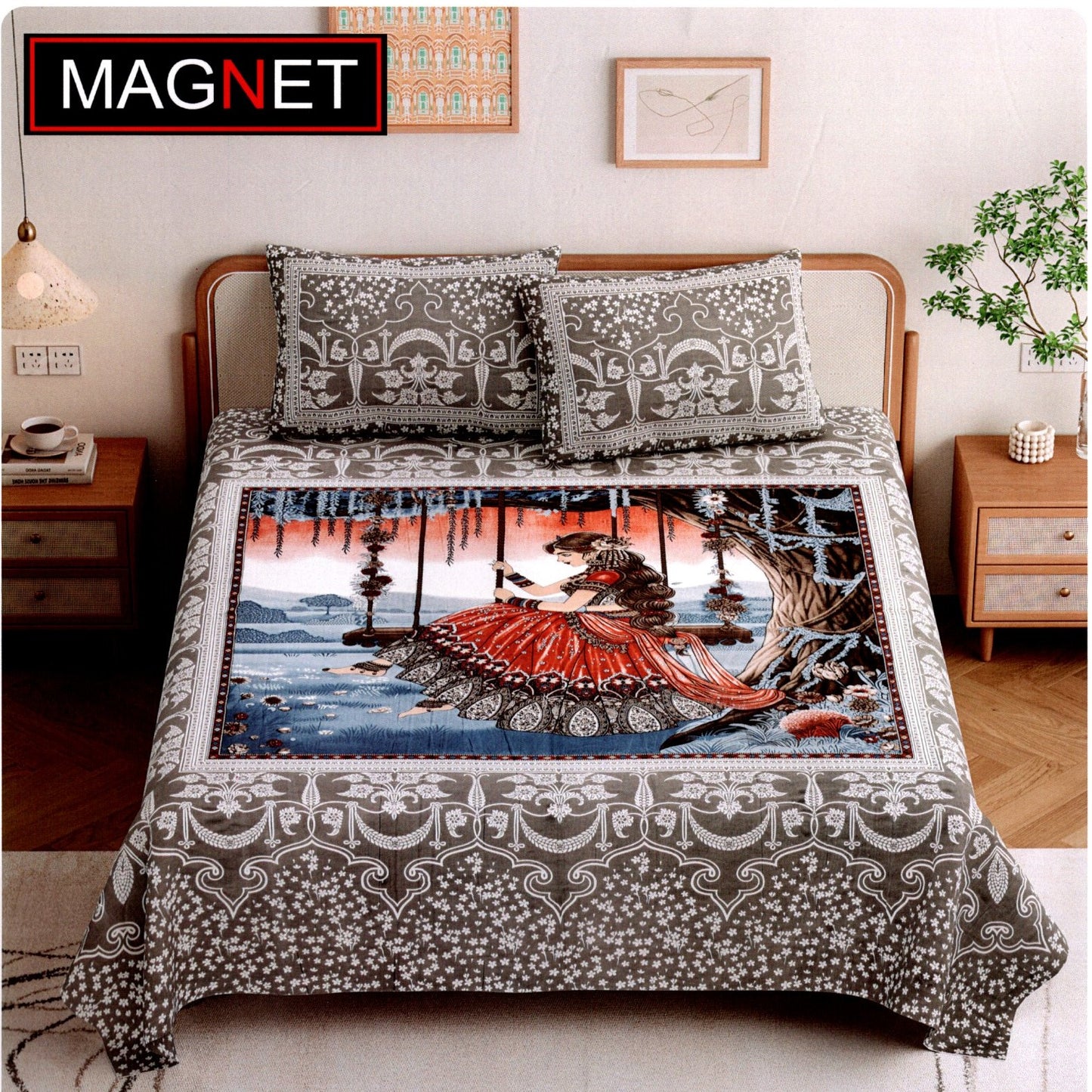 King Size Cotton Viscose Blend Bedsheet with 2 Pillow Covers (100 x 108 Inches)
