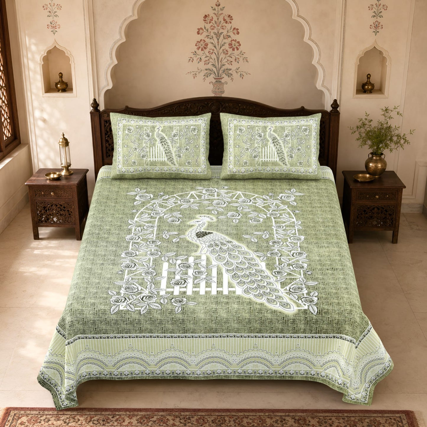 King Size Cotton Viscose Blend Bedsheet with 2 Pillow Covers (100 x 108 Inches)