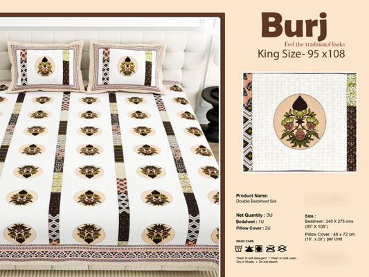 King Size Cotton-Viscose Blend Bedsheet with 2 Pillow Covers