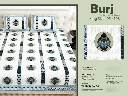 King Size Cotton-Viscose Blend Bedsheet with 2 Pillow Covers