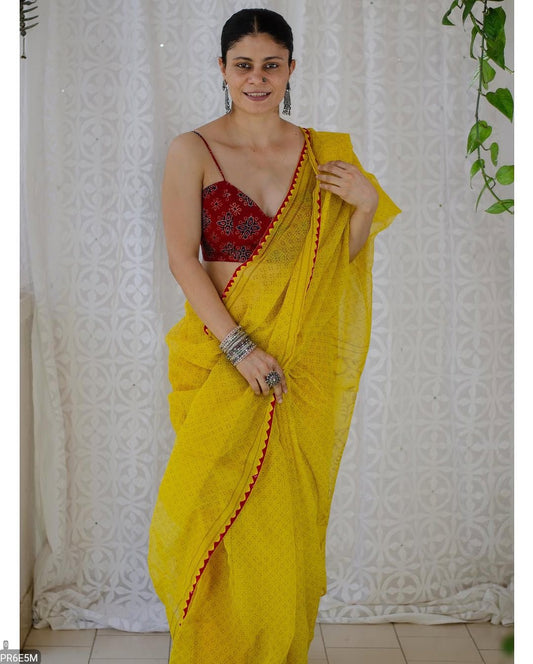 Kota Doriya Saree with Digital Print & Running Blouse