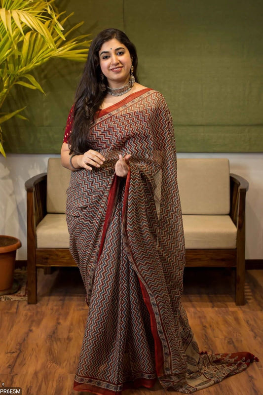 Kota Doriya Saree with Digital Print & Running Blouse