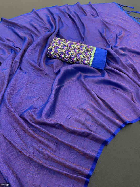 Kubera Pattu Silk Saree with Rich Pallu, Jacquard Work & 2 Blouses