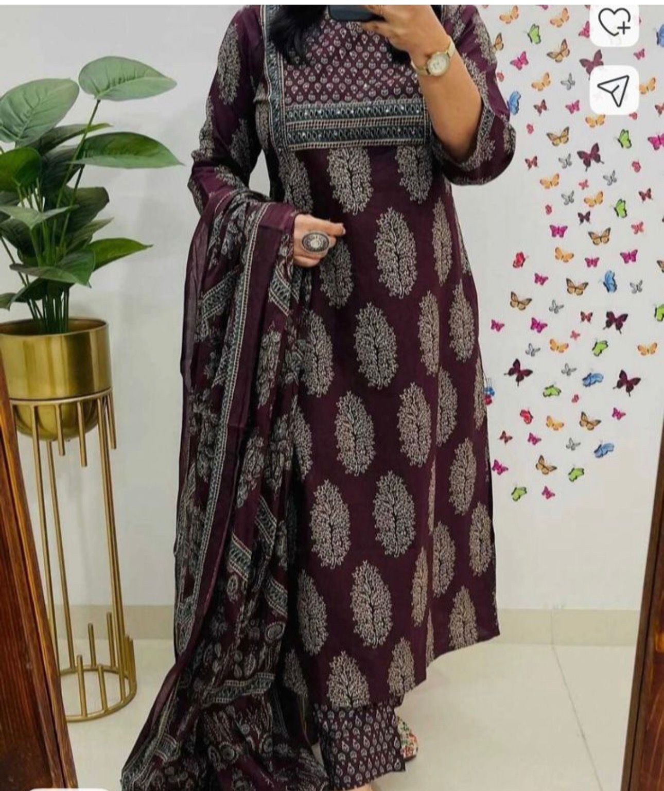 Kurti Pant Dupatta Set with Sequence Work on Yoke