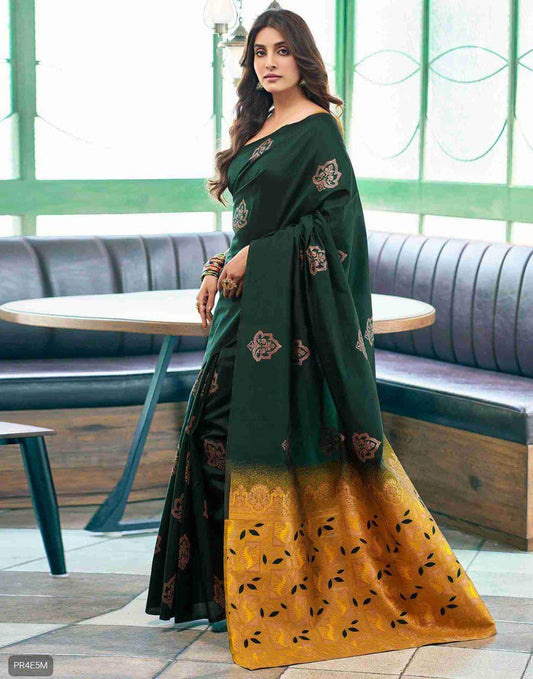 Lichi Silk Saree with Jacquard Work & Contrast Blouse