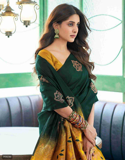 Lichi Silk Saree with Jacquard Work & Contrast Blouse