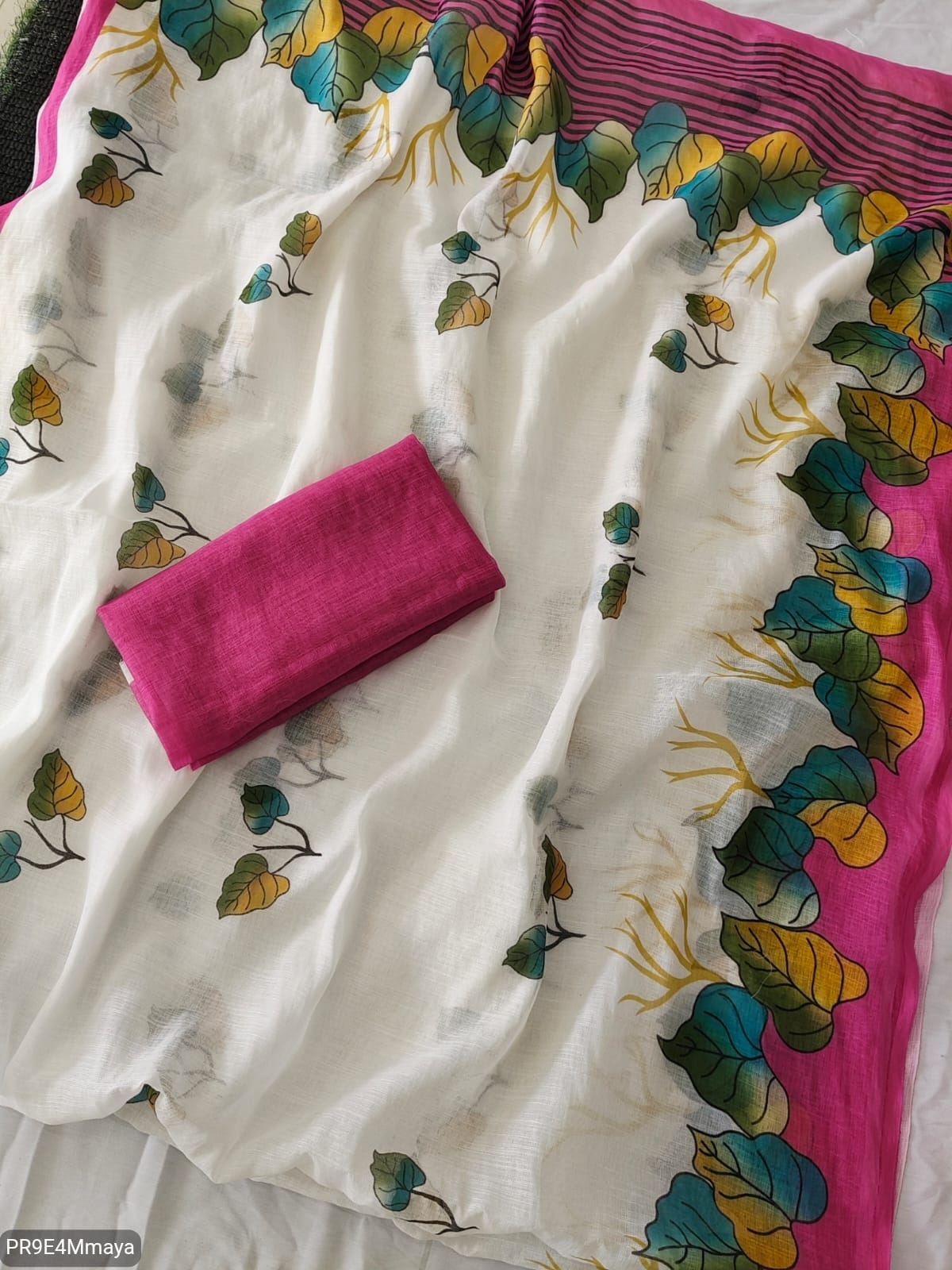 Linen Digital Print Saree with Running Printed Blouse – 6.30 M