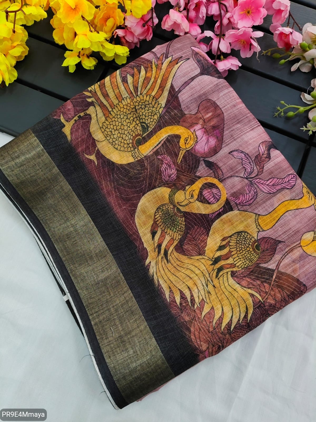 Linen Digital Print Saree with Running Printed Blouse – 6.30 M