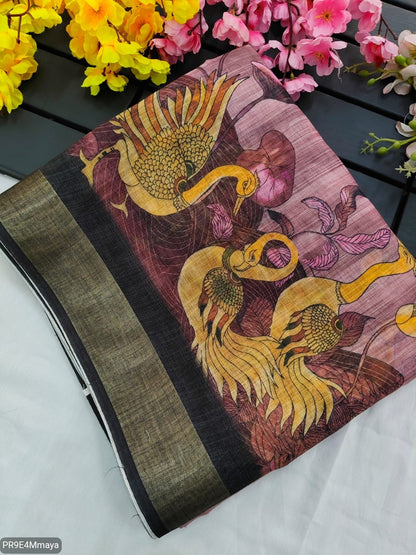 Linen Digital Print Saree with Running Printed Blouse – 6.30 M