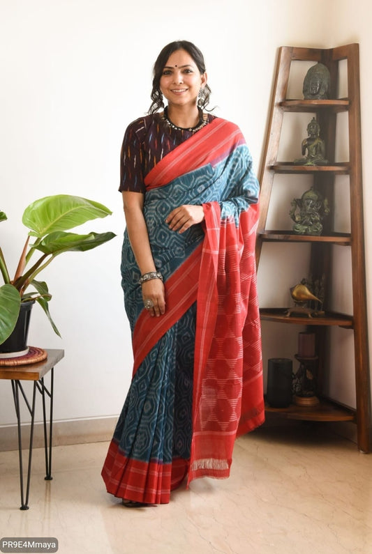 Linen Digital Print Saree with Running Printed Blouse – 6.30 M