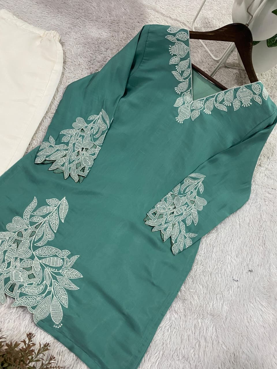 Mal Cotton Embroidered Co-Ord Set with Roman Pant