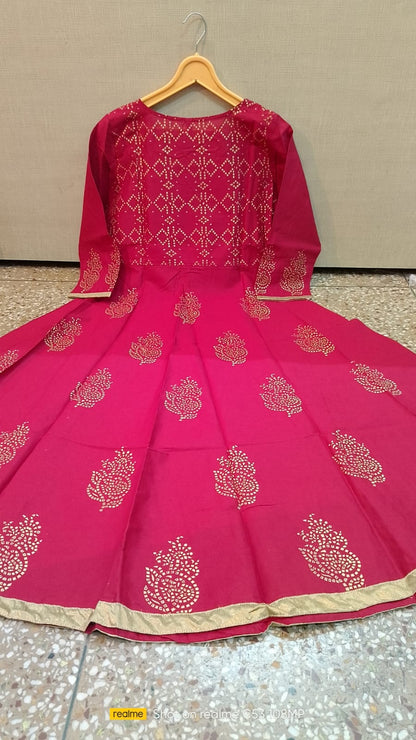 Maroon Anarkali Kurta with Gold Detailing – 48” Length