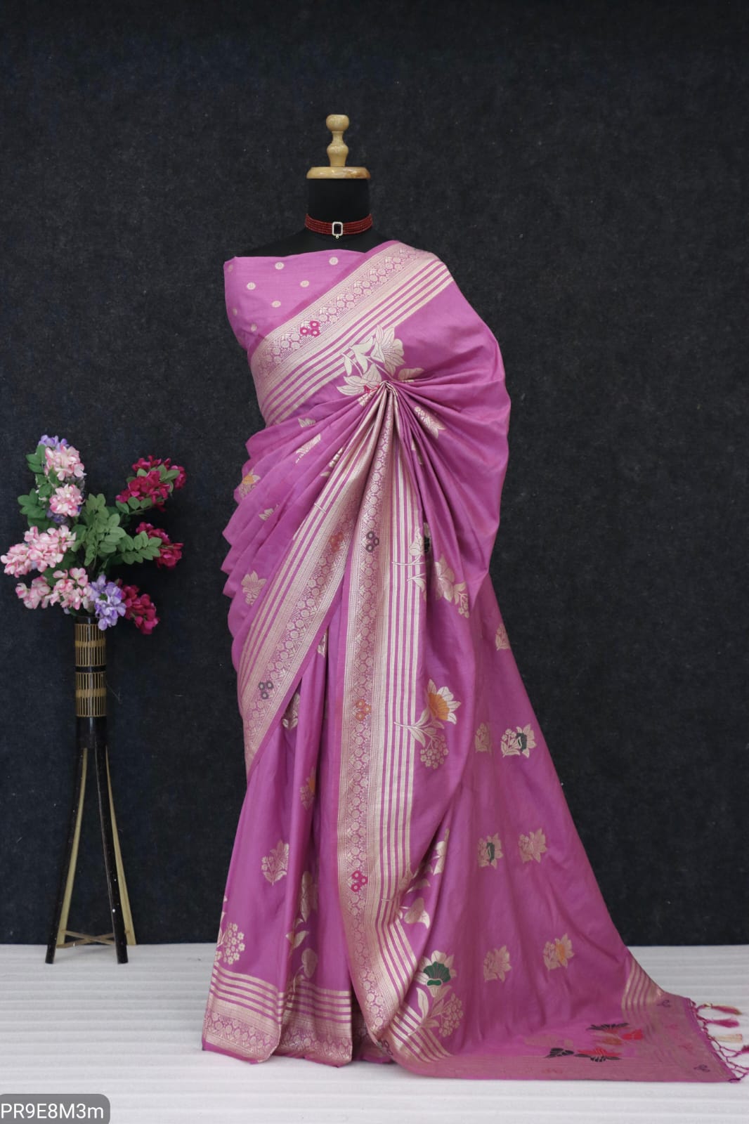 Mashlin Stapul Silk Saree with Tassel Pallu & Blouse