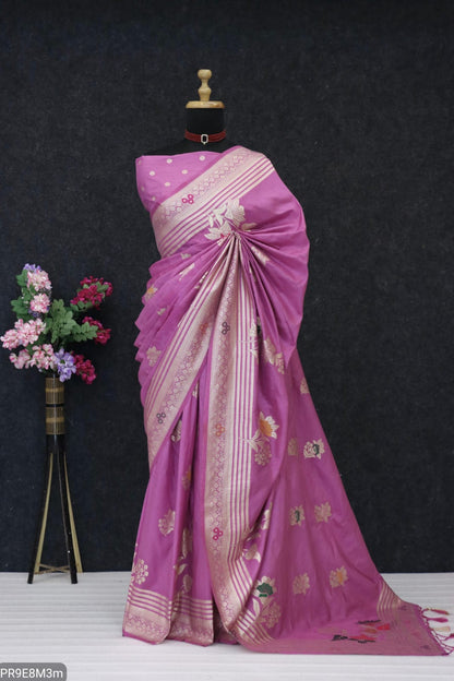 Mashlin Stapul Silk Saree with Tassel Pallu & Blouse