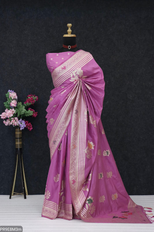 Mashlin Stapul Silk Saree with Tassel Pallu & Blouse