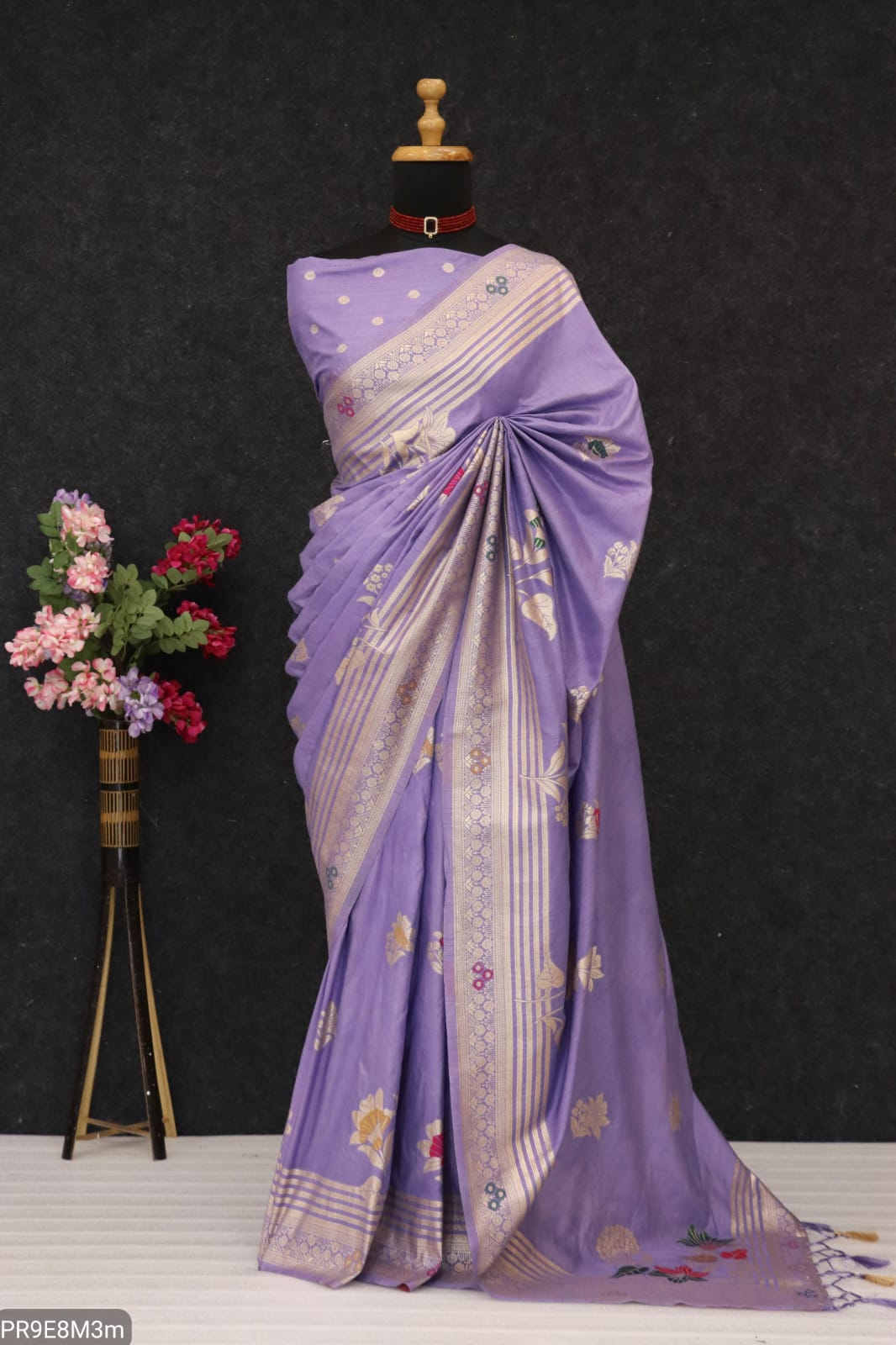 Mashlin Stapul Silk Saree with Tassel Pallu & Blouse