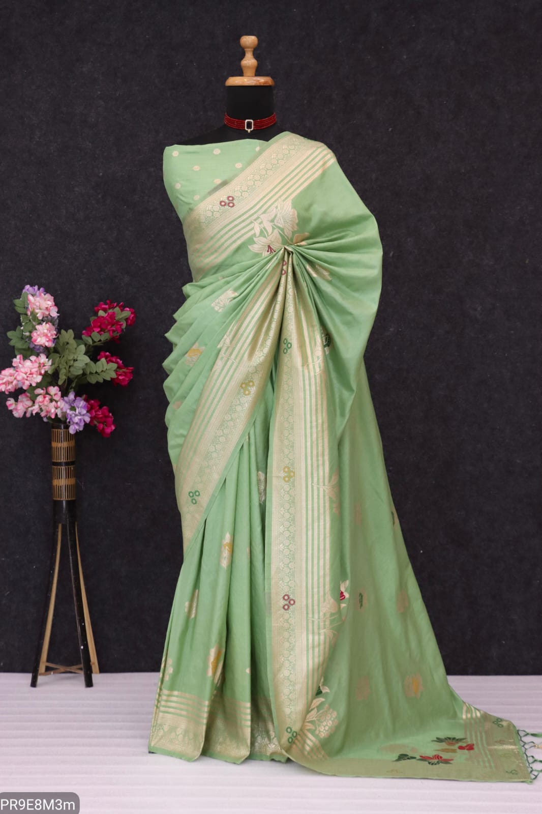 Mashlin Stapul Silk Saree with Tassel Pallu & Blouse