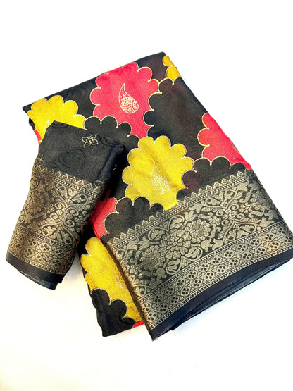Mass Mellow Georgette Saree with Jacquard Weaving & Foil Work