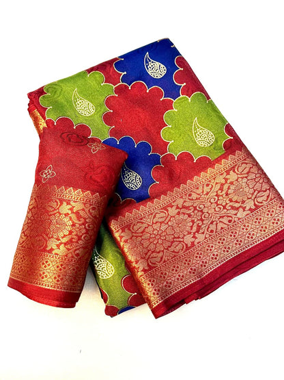 Mass Mellow Georgette Saree with Jacquard Weaving & Foil Work