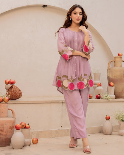 Mul Chanderi Embroidered Co-Ord Set with Cotton Lining
