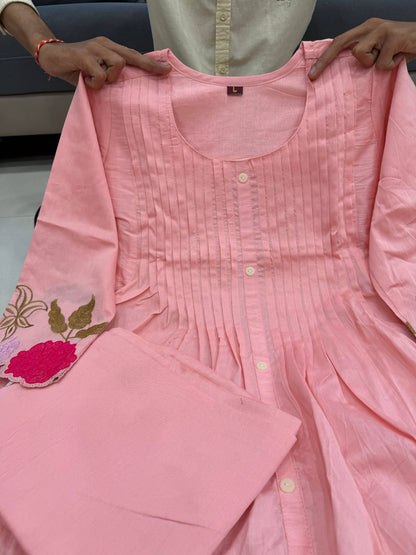 Mul Chanderi Embroidered Co-Ord Set with Cotton Lining