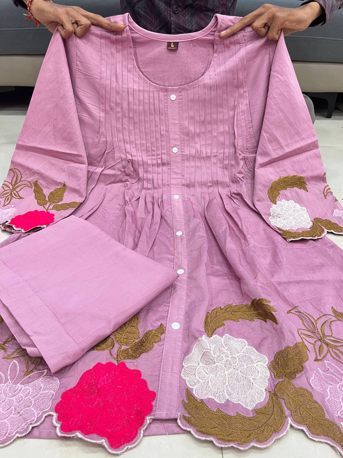 Mul Chanderi Embroidered Co-Ord Set with Cotton Lining