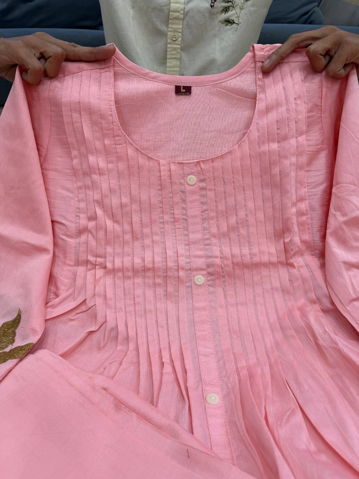 Mul Chanderi Embroidered Co-Ord Set with Cotton Lining
