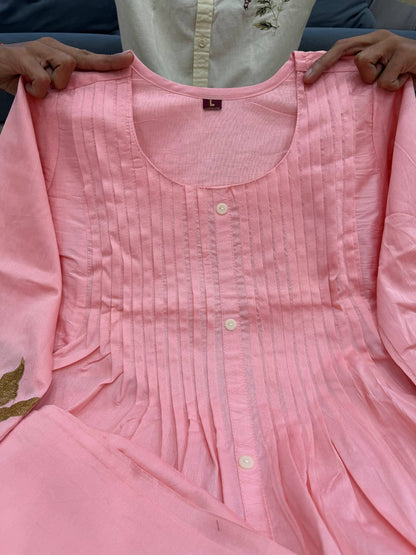 Mul Chanderi Embroidered Co-Ord Set with Cotton Lining