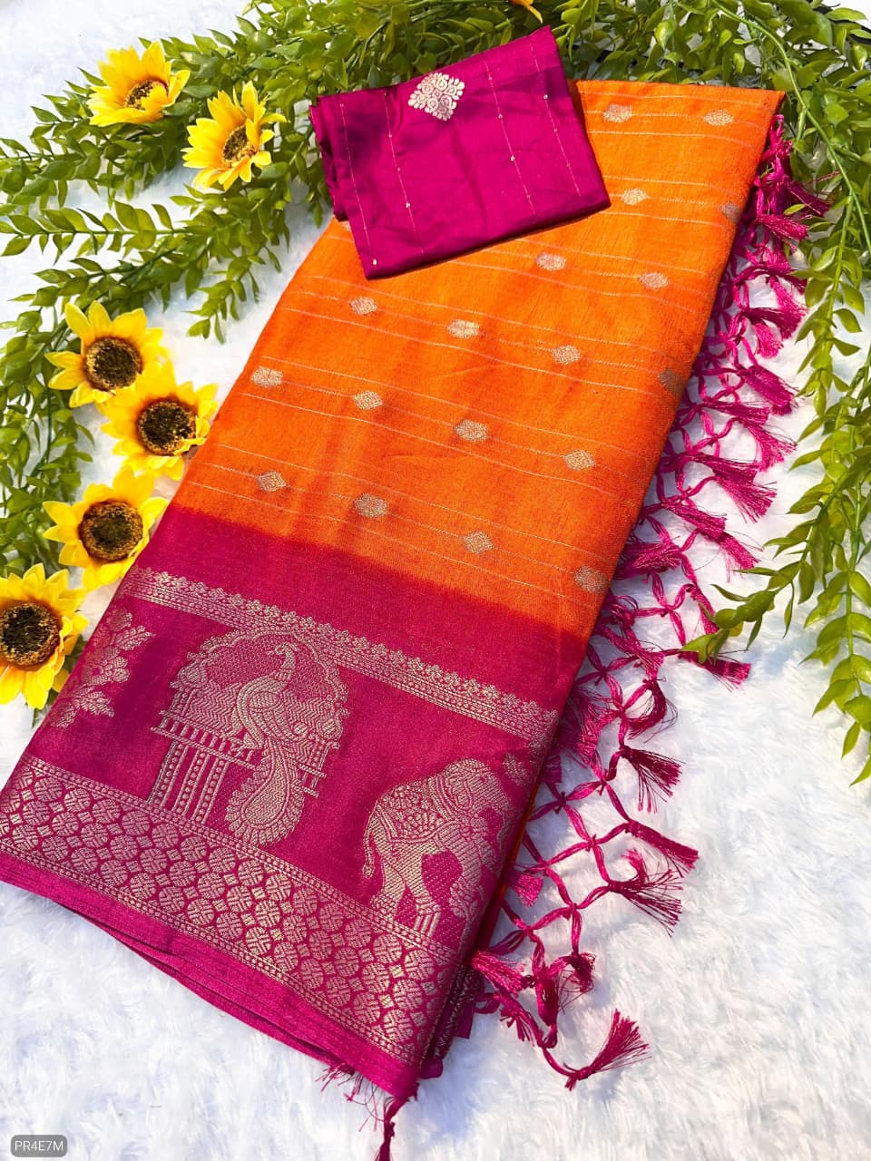 Mysore Silk Saree with Weaving & Matching Blouse Piece
