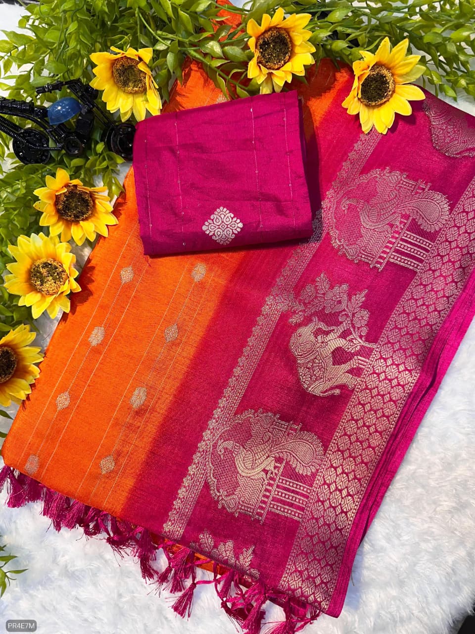 Mysore Silk Saree with Weaving & Matching Blouse Piece
