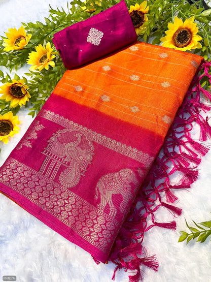 Mysore Silk Saree with Weaving & Matching Blouse Piece