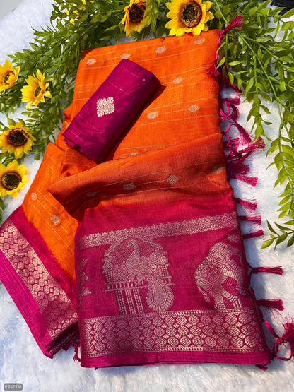 Mysore Silk Saree with Weaving & Matching Blouse Piece