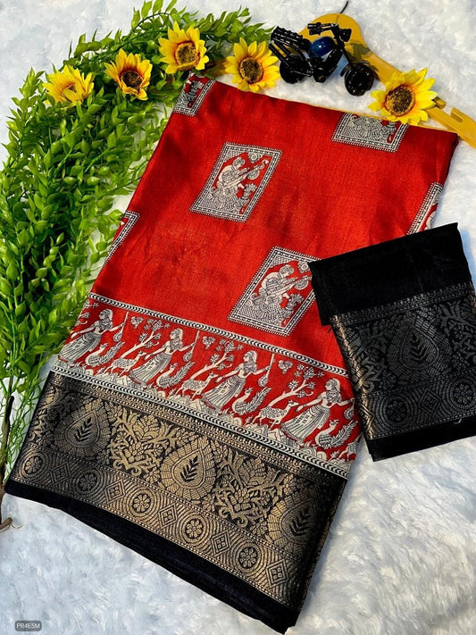 Mysore Silk Saree with Weaving & Blouse Piece