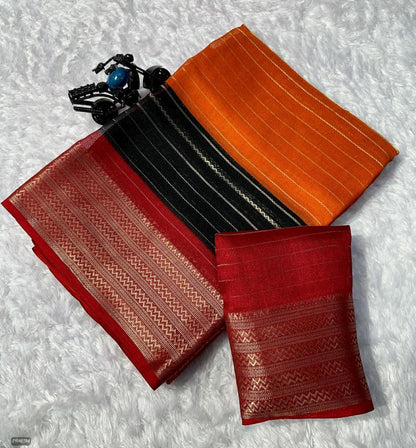 Mysore Silk Saree with Weaving & Blouse Piece