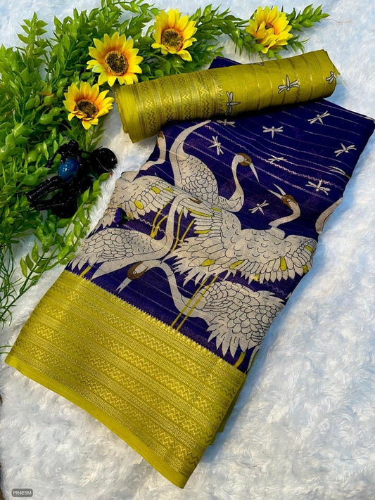 Mysore Silk Saree with Weaving & Blouse Piece