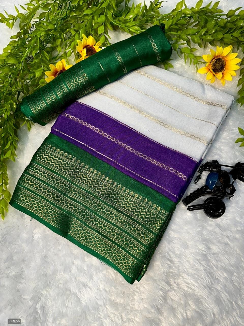 Mysore Silk Saree with Weaving & Blouse Piece